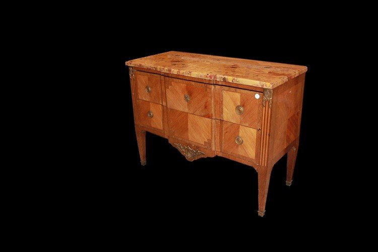 French Chest Of Drawers From The Second Half Of The 19th Century, In Louis XVI Style, Made Of B-photo-2