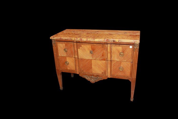 French Chest Of Drawers From The Second Half Of The 19th Century, In Louis XVI Style, Made Of B