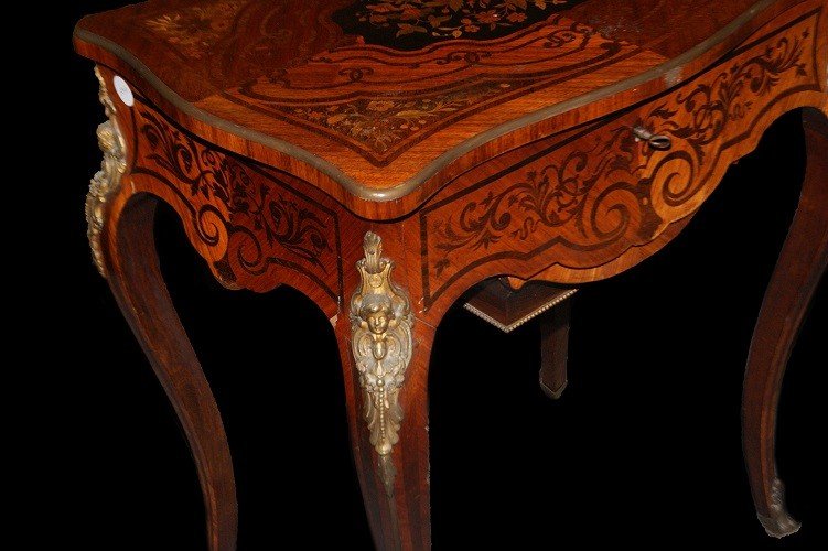 Luxuriously Inlaid Louis XV-style Dressing Table From The 1800s-photo-4