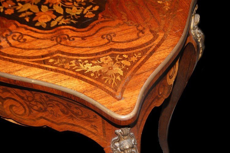 Luxuriously Inlaid Louis XV-style Dressing Table From The 1800s-photo-2