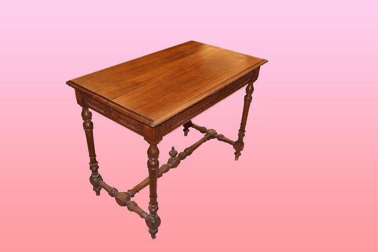 French Writing Desk From The 1800s With A Turned Base-photo-4