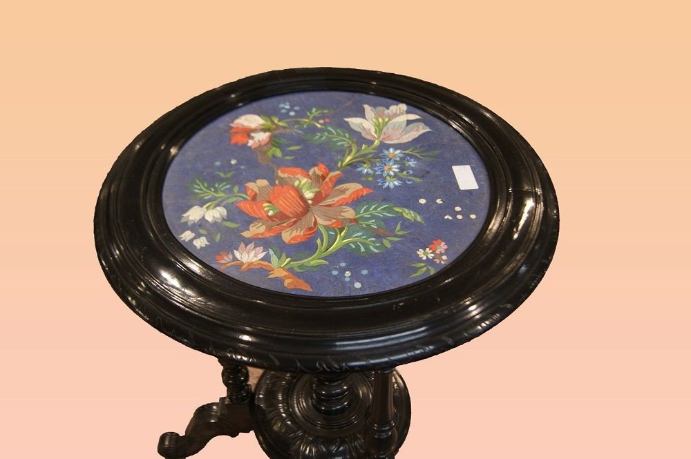 Small Table With Top In Italian Scagliola From The 1800s-photo-2