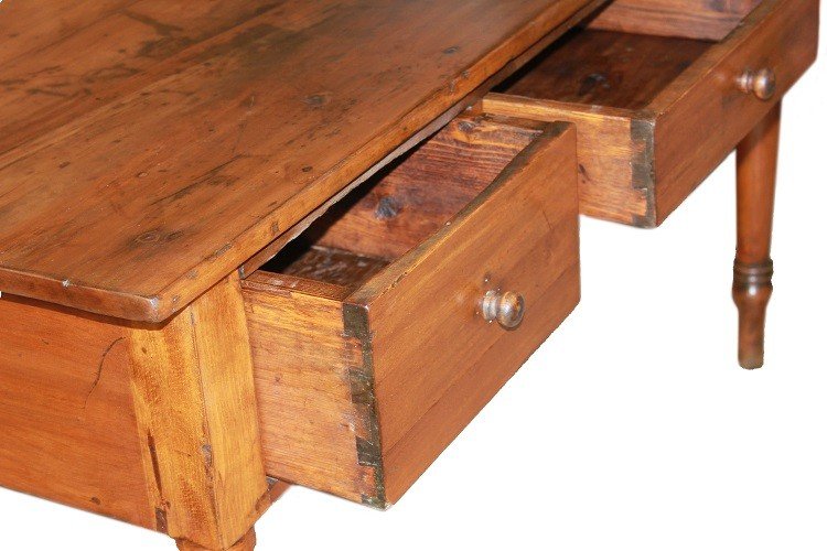 Italian Rustic Writing Desk From The 1700s, Made Of Solid Walnut-photo-4