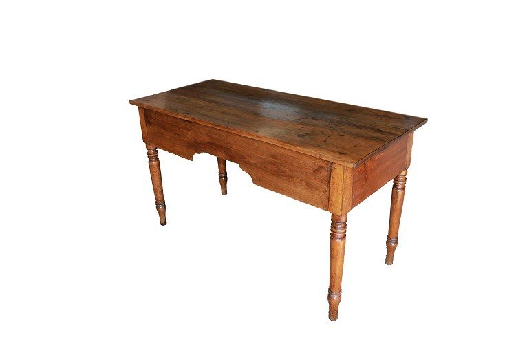 Italian Rustic Writing Desk From The 1700s, Made Of Solid Walnut-photo-1