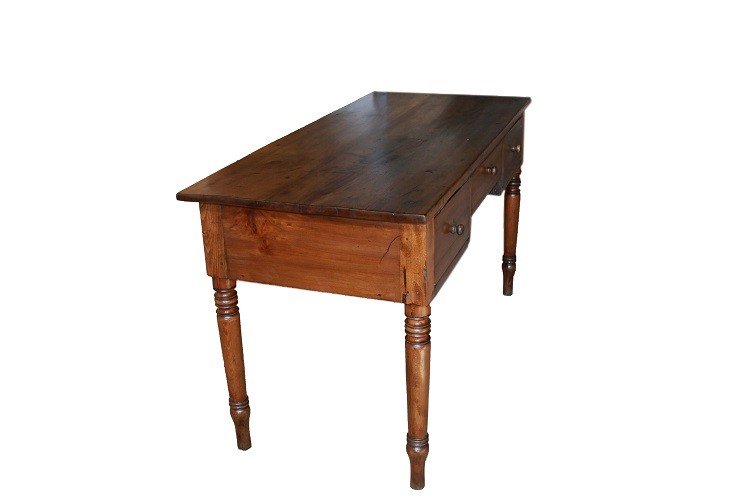 Italian Rustic Writing Desk From The 1700s, Made Of Solid Walnut-photo-2