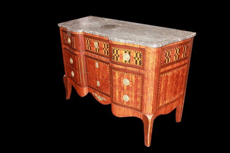 Extraordinary French Transition-style Chest Of Drawers From The 19th Century With Rich Inlay -photo-2