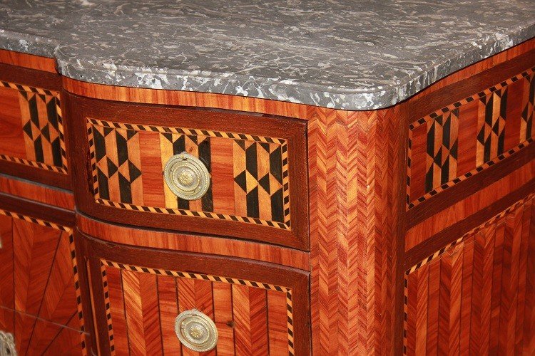 Extraordinary French Transition-style Chest Of Drawers From The 19th Century With Rich Inlay -photo-3
