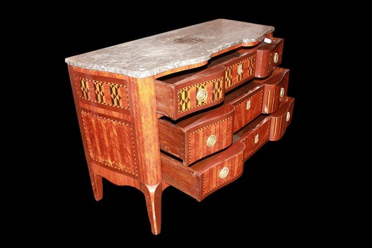 Extraordinary French Transition-style Chest Of Drawers From The 19th Century With Rich Inlay -photo-4