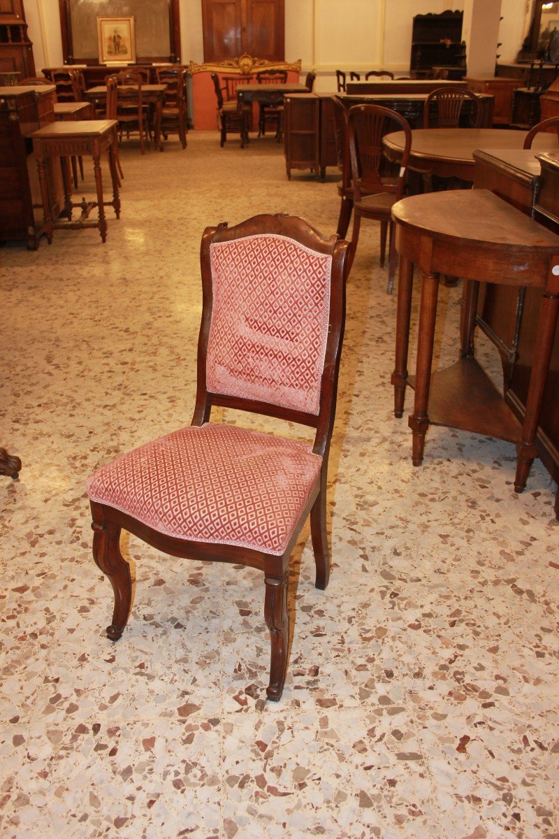 Set Of 6 Directoire Chairs In Mahogany Wood-photo-2