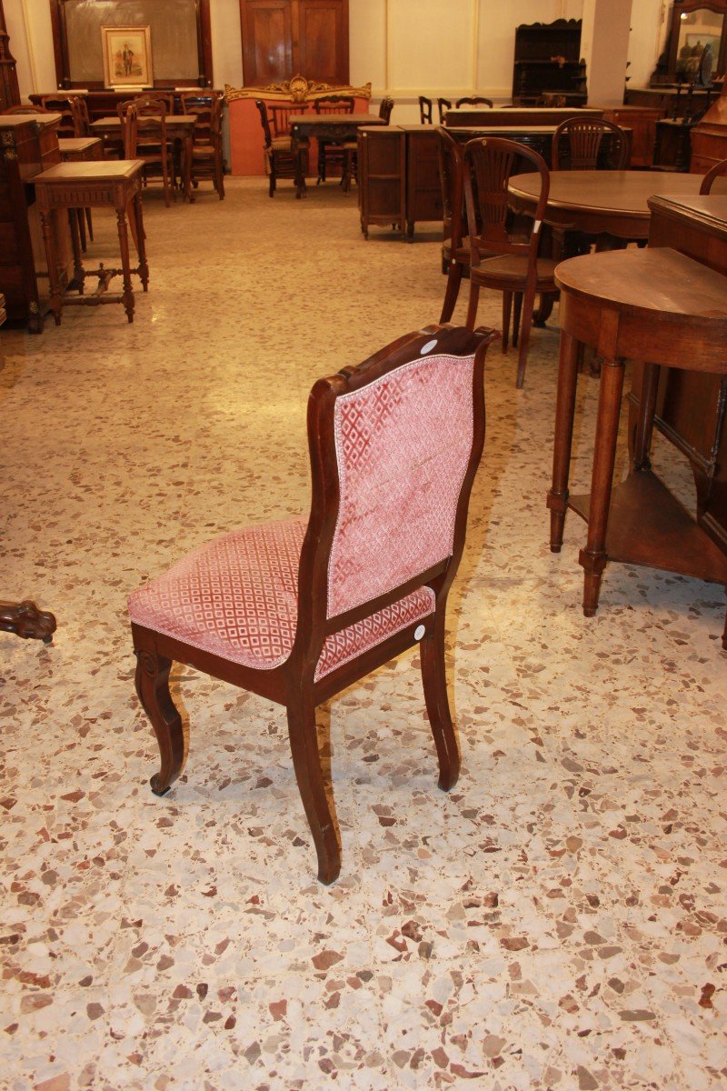 Set Of 6 Directoire Chairs In Mahogany Wood-photo-3