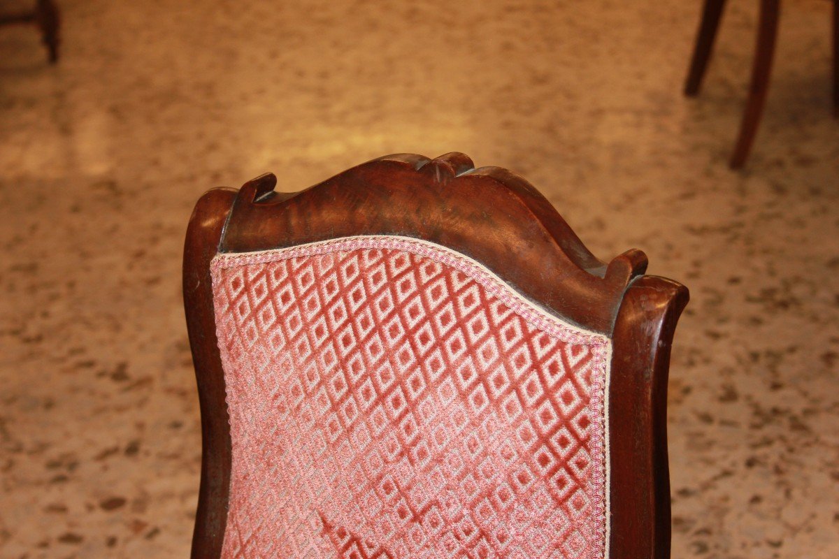 Set Of 6 Directoire Chairs In Mahogany Wood-photo-4