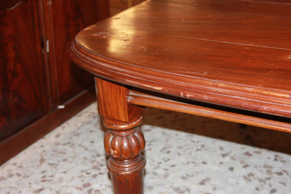 Extendable English Table From The Second Half Of The 19th Century, Victorian Style, In Mahogany-photo-2