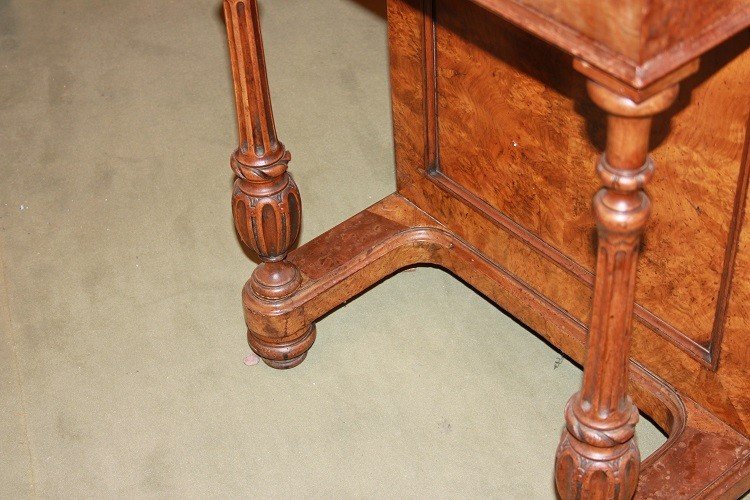 English Davenport From The Second Half Of The 19th Century, Made Of Walnut And Walnut Burl-photo-3