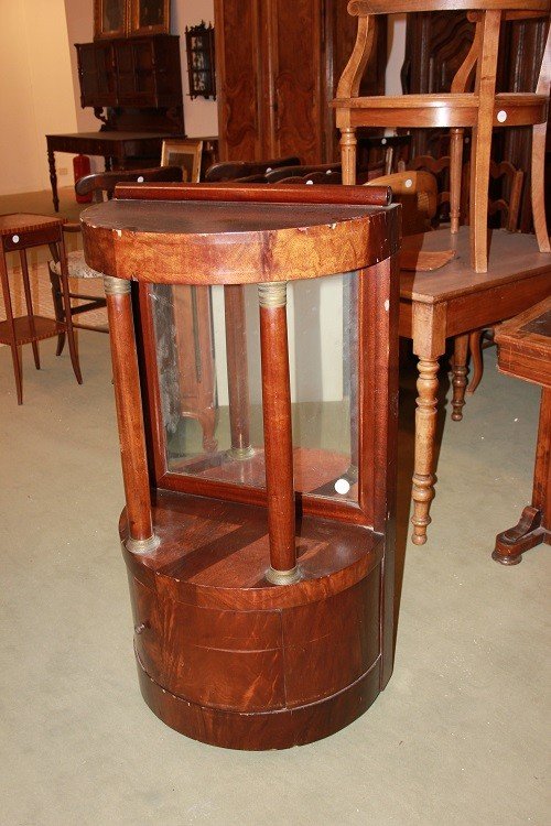French Empire-style Small Entryway Console From The 1800s, Made Of Mahogany Featherwood