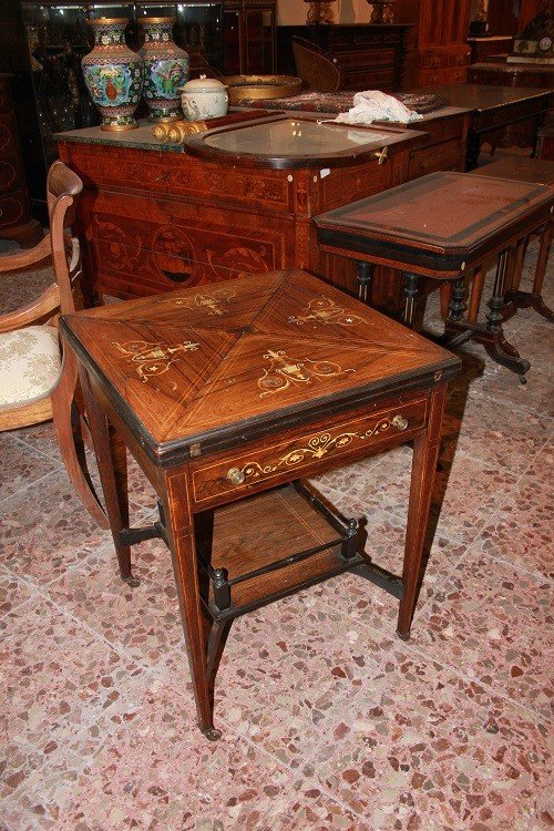 English Victorian-style Lace Handkerchief Game Table From The Second Half Of The 1800s-photo-2