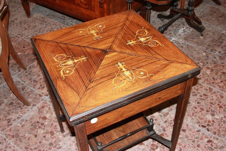 English Victorian-style Lace Handkerchief Game Table From The Second Half Of The 1800s-photo-1