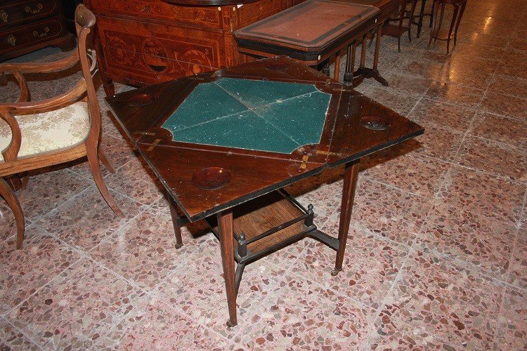 English Victorian-style Lace Handkerchief Game Table From The Second Half Of The 1800s-photo-4