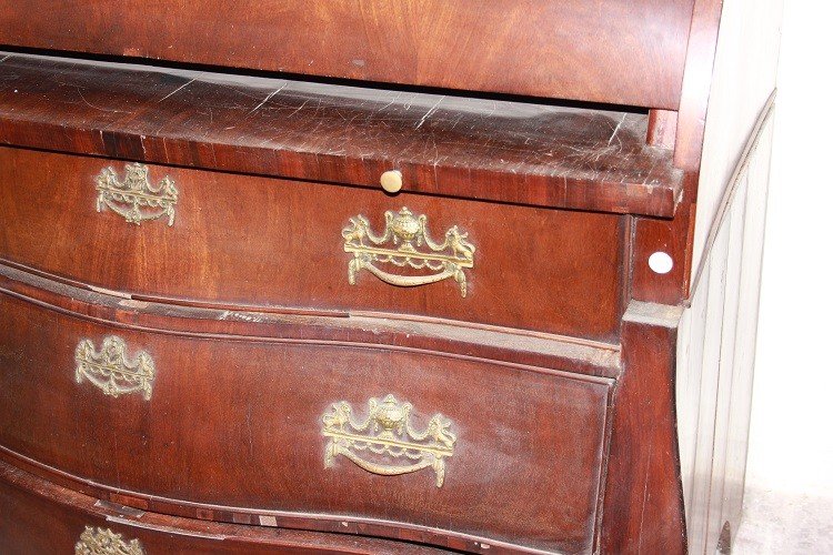 Commode Hollandais à Abattant Du XVIIIe Siècle En Acajou, De Style Louis XV-photo-3