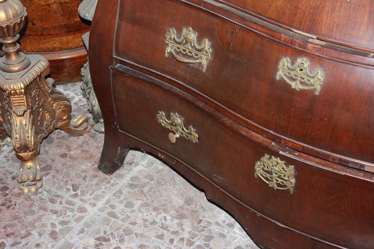 Commode Hollandais à Abattant Du XVIIIe Siècle En Acajou, De Style Louis XV-photo-4