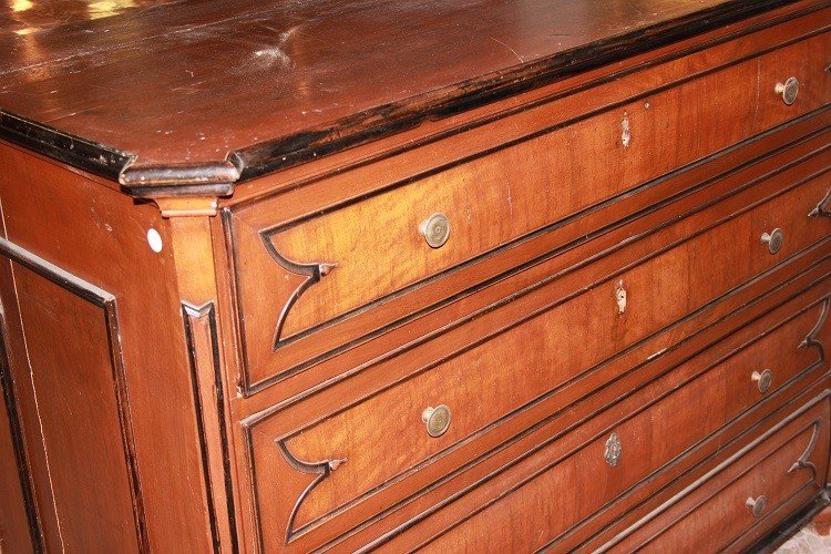 Commode Lombarde Italienne Du XVIIIe Siècle En Noyer Avec Des Profils ébonisés-photo-4