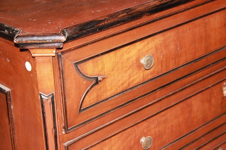Commode Lombarde Italienne Du XVIIIe Siècle En Noyer Avec Des Profils ébonisés-photo-2