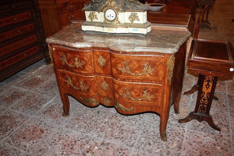 Superb Early 1800s French Louis XV-style Rosewood Chest Of Drawers With Marble And Rich Gilt-photo-2