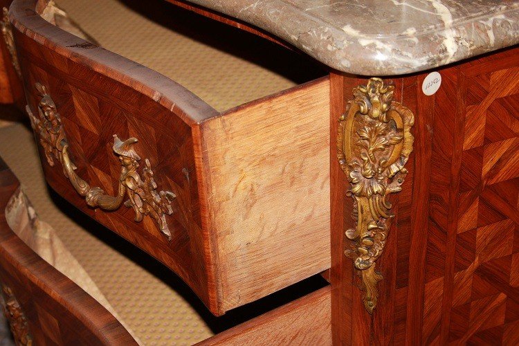 Superb Early 1800s French Louis XV-style Rosewood Chest Of Drawers With Marble And Rich Gilt-photo-2