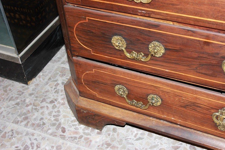 Spanish 18th-century Canterano Chest Of Drawers In Walnut Wood Embellished With Inlay Stringing-photo-1
