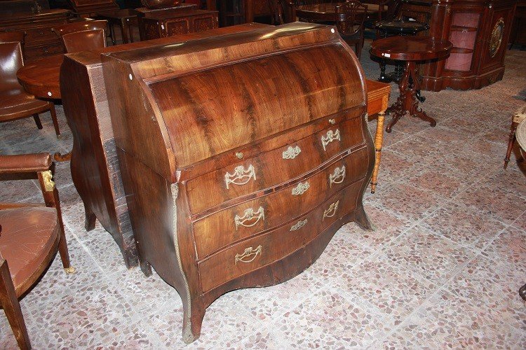 Commode à Cylindre Néerlandaise Du Début Du XIXe Siècle De Style Louis XV En Bois d'Acajou-photo-2