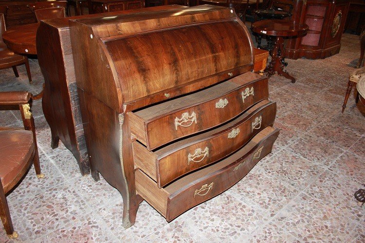 Commode à Cylindre Néerlandaise Du Début Du XIXe Siècle De Style Louis XV En Bois d'Acajou-photo-3