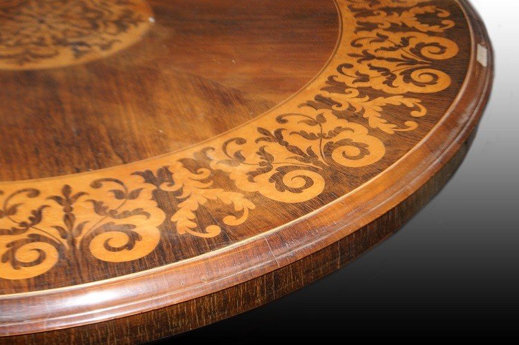 Beautiful Dutch Regency-style Rosewood Table Intricately Inlaid-photo-3