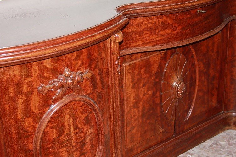 Large Victorian-style English Sideboard Credenza In Mahogany From The 1800s-photo-3