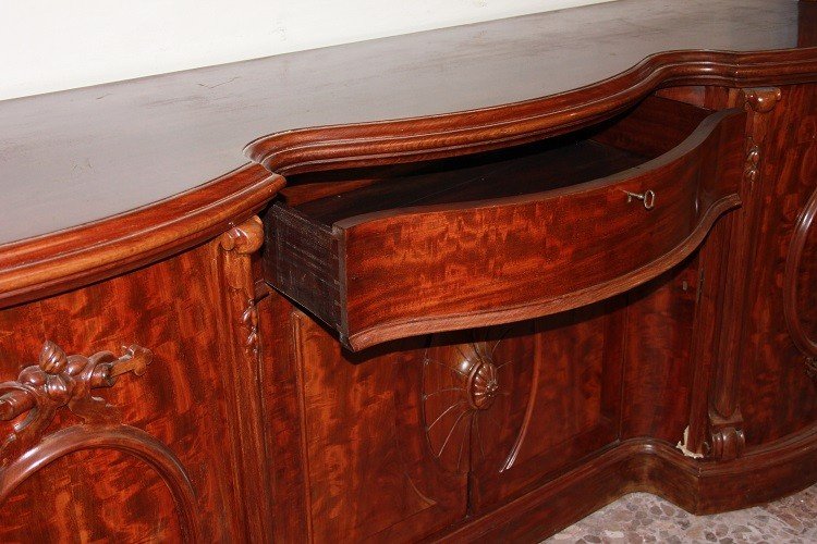 Large Victorian-style English Sideboard Credenza In Mahogany From The 1800s-photo-4