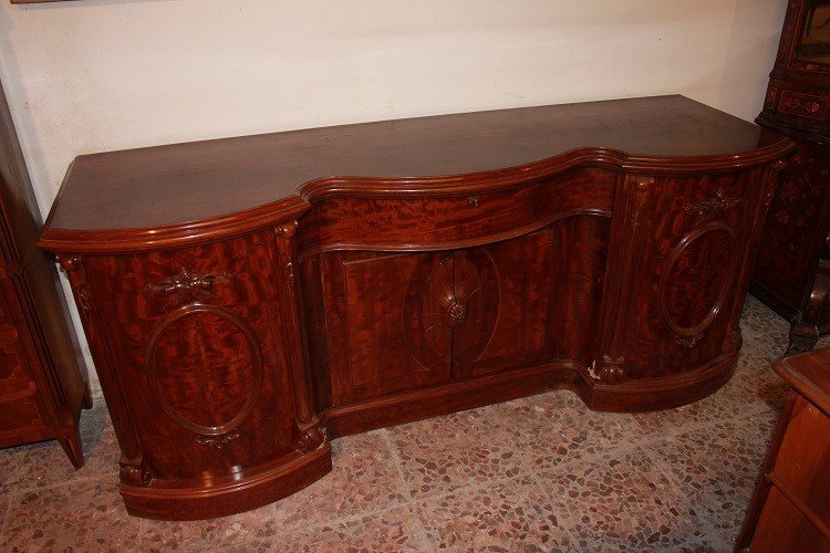 Large Victorian-style English Sideboard Credenza In Mahogany From The 1800s-photo-1