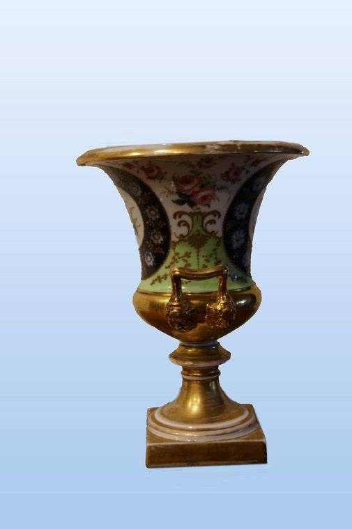 Pair Of French Porcelain Crater Vases From The Second Half Of The 1800s-photo-3