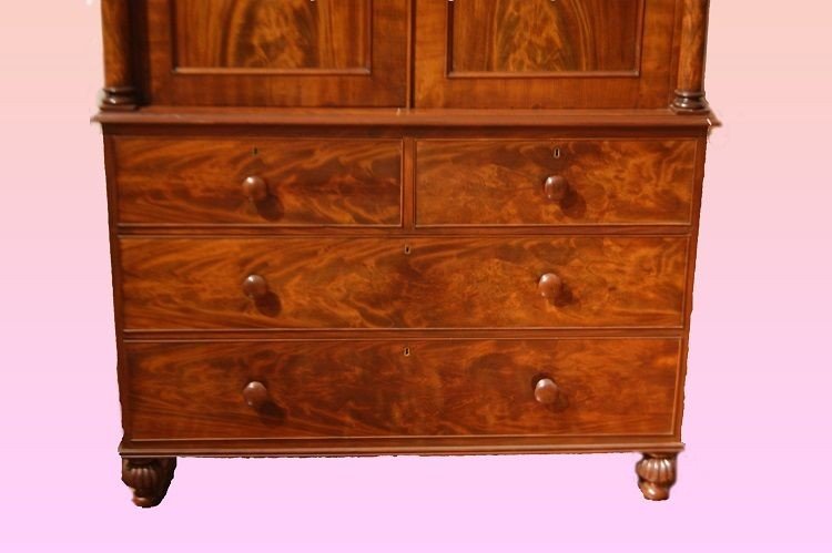 Small English Regency-style Chest Of Drawers From The Early 1800s, Made Of Mahogany Wood-photo-3