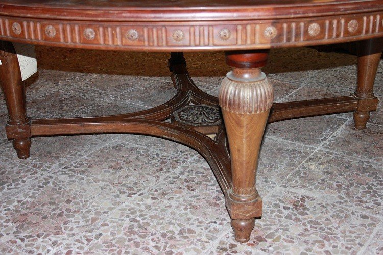 Large French Table From The Early 1800s, Louis XVI Style, Made Of Mahogany Wood, 2 Meters In Di-photo-4