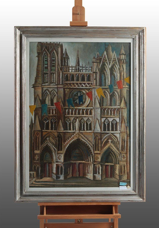 Olio Su Tela Di Marcello Scuffi Raffigurante "madonna d'Aamiens" Provenienza: Italia Periodo