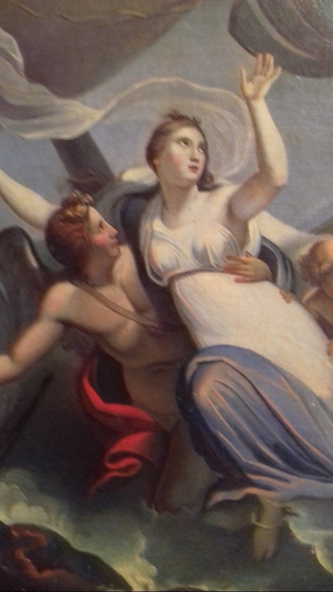 Huile Sur Toile De 1800 Représentant Une Scène Mythologique-photo-2