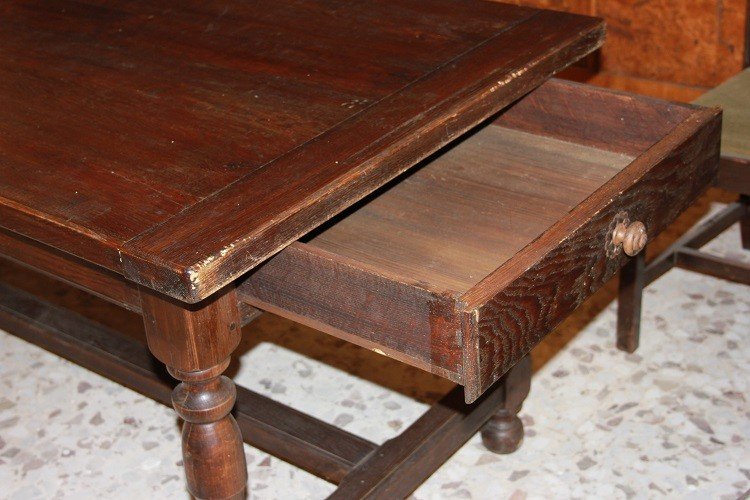 Grande Table Rustique Française Du Début Du XIXe Siècle En Bois De Châtaignier-photo-3