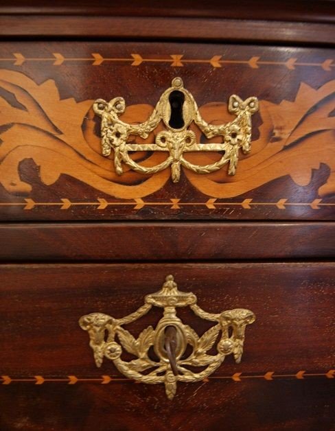 Late 1700s / Early 1800s Dutch Secretaire In Finely Inlaid Mahogany Feather.-photo-1