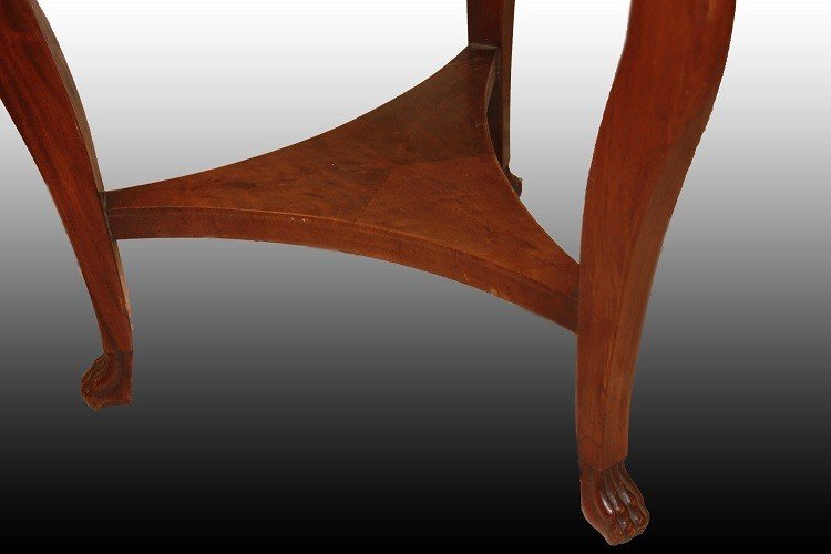 Table Basse Empire En Acajou Du XIXe Siècle Avec Un Plateau Circulaire En Marbre Noir Et Cygnes-photo-1