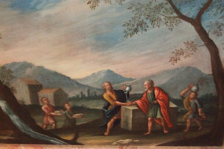 Huile Sur Toile Italienne Du XVIIIe Siècle Représentant Une Scène Biblique-photo-2