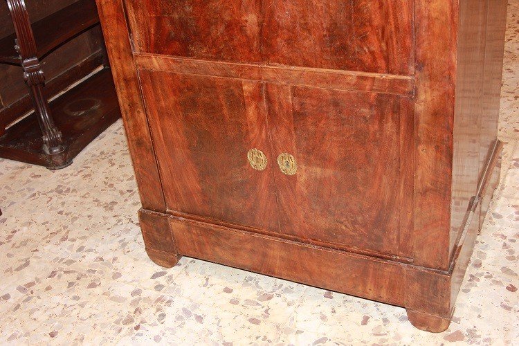 French Secretaire From The Mid-1800s, In Empire Style, Made Of Mahogany And Mahogany Feather-photo-3