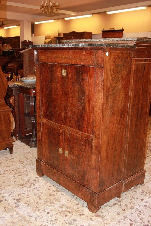 French Secretaire From The Mid-1800s, In Empire Style, Made Of Mahogany And Mahogany Feather-photo-4