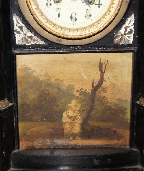 Italian Tabletop Clock From The Early 1800s In Ebonized Wood With Mother-of-pearl Inlays And A -photo-2