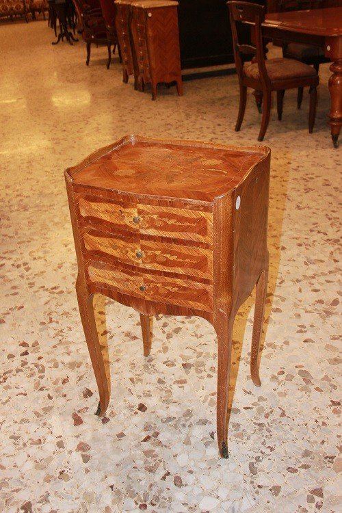 Pair Of French Bedside Tables With 3 Drawers From The Second Half Of The 1800s, Louis XV Style-photo-2