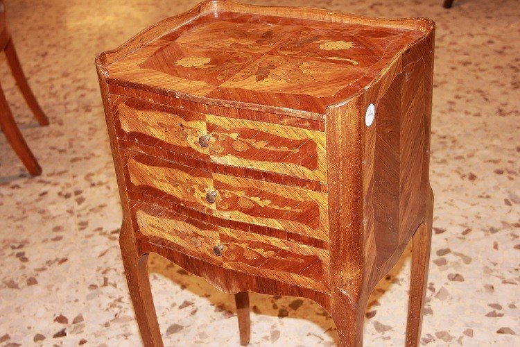 Pair Of French Bedside Tables With 3 Drawers From The Second Half Of The 1800s, Louis XV Style-photo-1