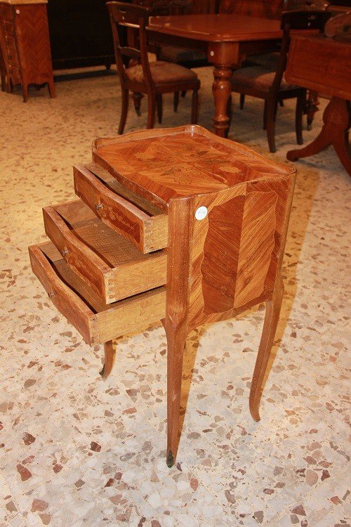 Pair Of French Bedside Tables With 3 Drawers From The Second Half Of The 1800s, Louis XV Style-photo-3