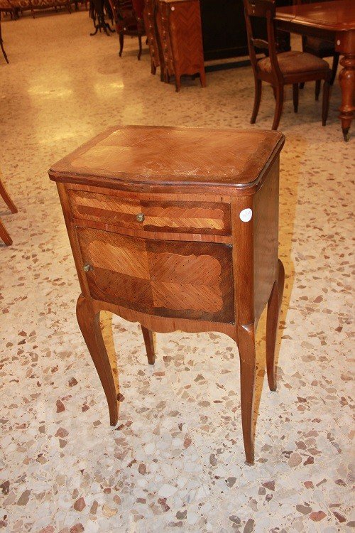 Pair Of French Masculine-feminine Bedside Tables From The Late 1800s, Transition Style, In Bois-photo-2